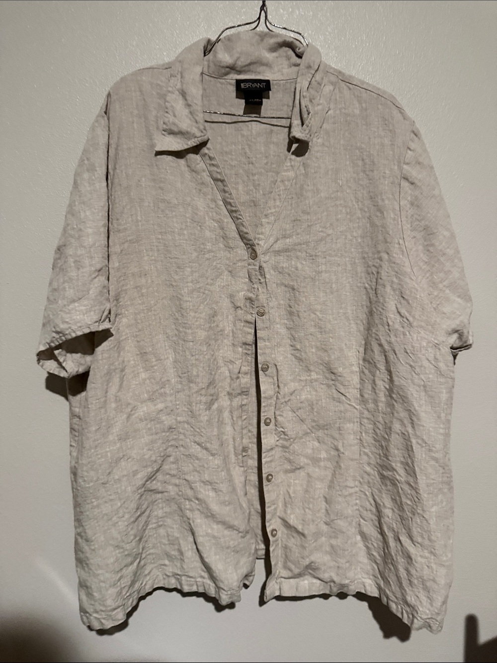 Lane Bryant Light Beige Button-Down Linen Shirt